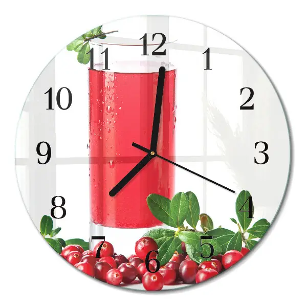 Wandklok glas decoratie rond Cranberries