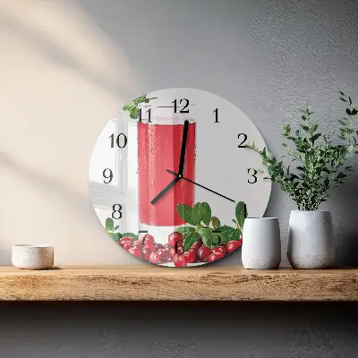 Wandklok glas decoratie rond Cranberries