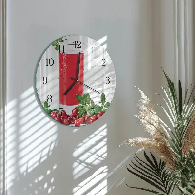 Wandklok glas decoratie rond Cranberries