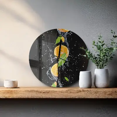 Ronde glazen klok Sinaasappels