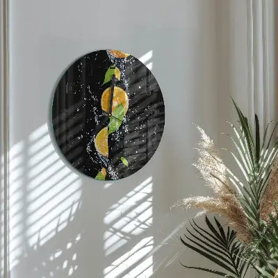 Ronde glazen klok Sinaasappels