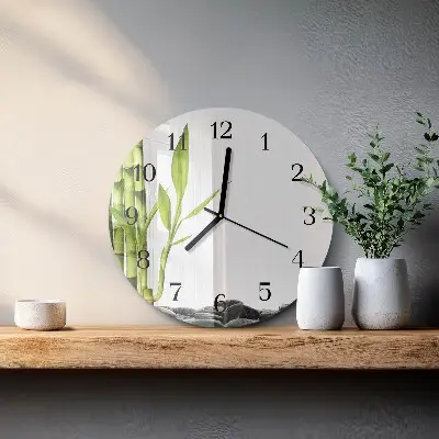 Ronde glazen wandklok Bamboe