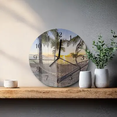 Ronde glazen wandklok Hangmat