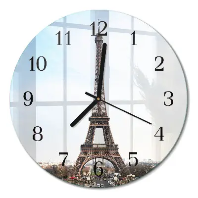 Wandklok glas decoratie rond Eiffeltoren