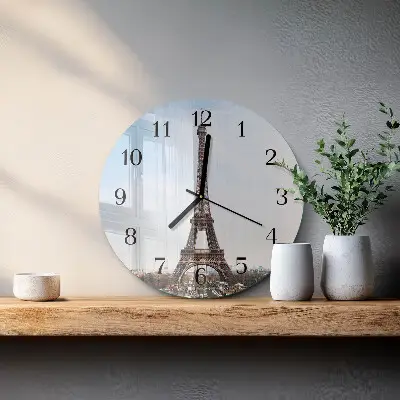 Wandklok glas decoratie rond Eiffeltoren
