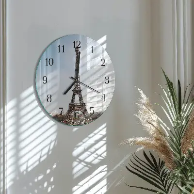 Wandklok glas decoratie rond Eiffeltoren
