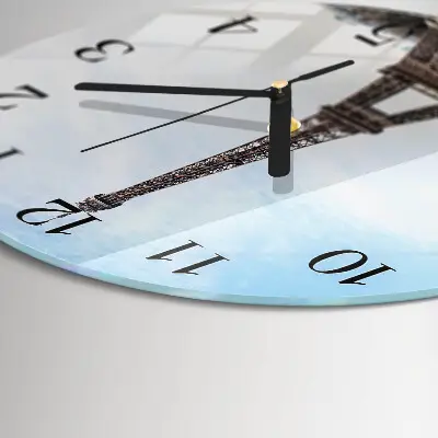 Wandklok glas decoratie rond Eiffeltoren