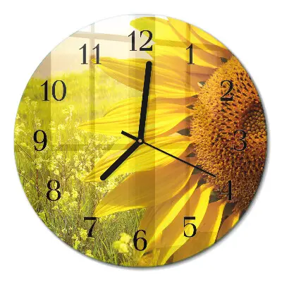 Klok glas met opdruk rond Zonnebloem
