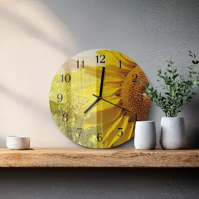 Klok glas met opdruk rond Zonnebloem