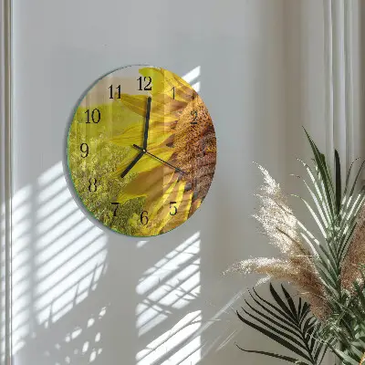 Klok glas met opdruk rond Zonnebloem