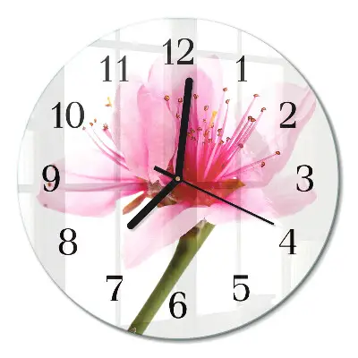 Ronde glazen wandklok Bloem