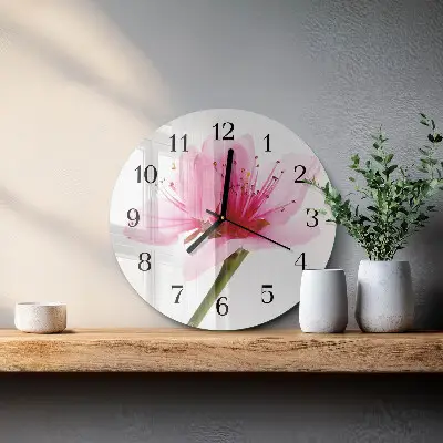 Ronde glazen wandklok Bloem