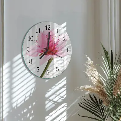 Ronde glazen wandklok Bloem