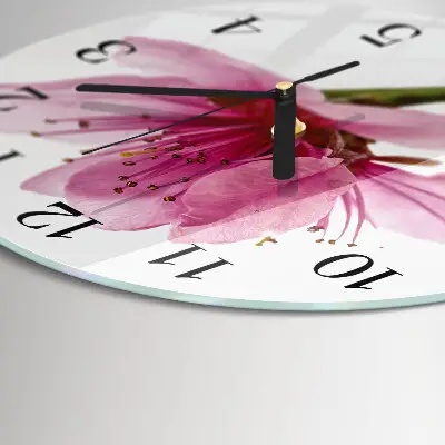 Ronde glazen wandklok Bloem