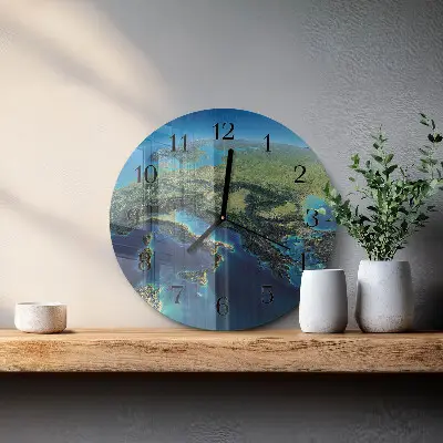 Ronde glazen wandklok Aarde