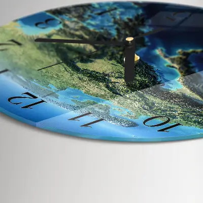 Ronde glazen wandklok Aarde