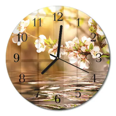 Ronde glas klok Bloemen