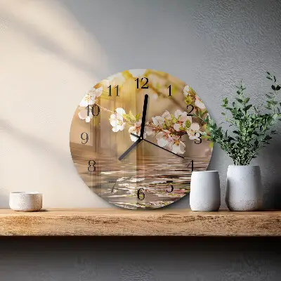 Ronde glas klok Bloemen
