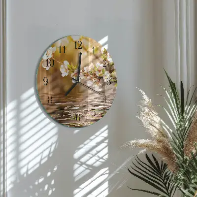 Ronde glas klok Bloemen