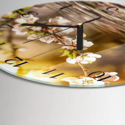 Ronde glas klok Bloemen