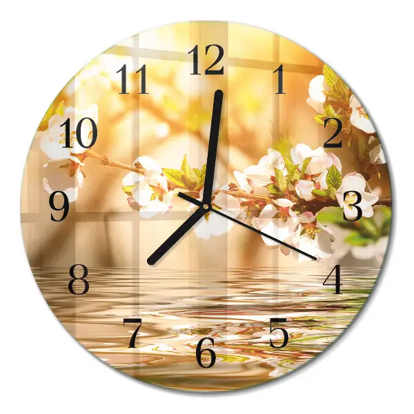 Klok glas met opdruk rond Bloemen