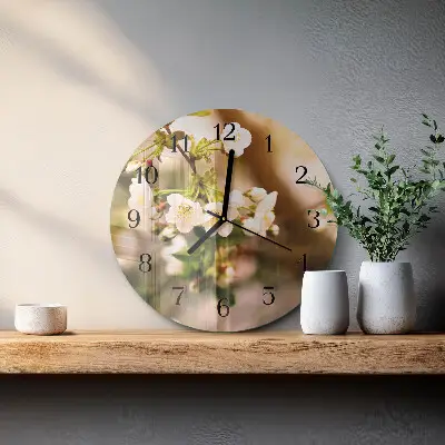 Ronde glazen wandklok Natuur