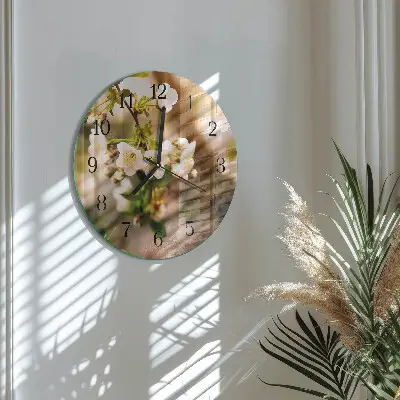 Ronde glazen wandklok Natuur