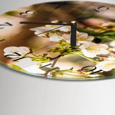 Ronde glazen wandklok Natuur