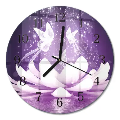 Wandklok glas decoratie rond Bloem