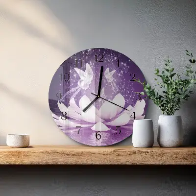 Wandklok glas decoratie rond Bloem