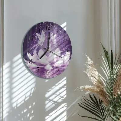 Wandklok glas decoratie rond Bloem
