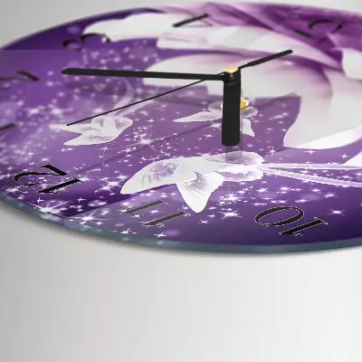 Wandklok glas decoratie rond Bloem