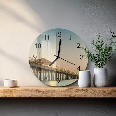 Klok glas met opdruk rond Houten steiger