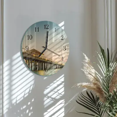 Klok glas met opdruk rond Houten steiger