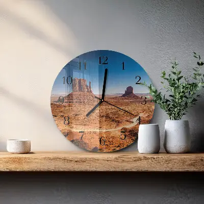 Ronde glazen wandklok Woestijn