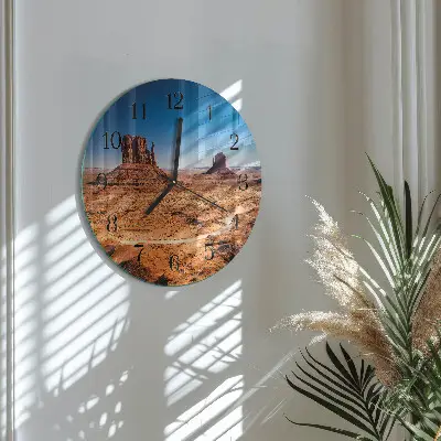 Ronde glazen wandklok Woestijn