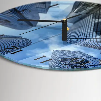 Ronde glazen wandklok Glazen gebouwen