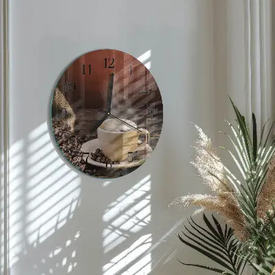 Wandklok glas decoratie rond Koffie