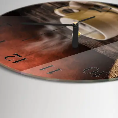 Wandklok glas decoratie rond Koffie