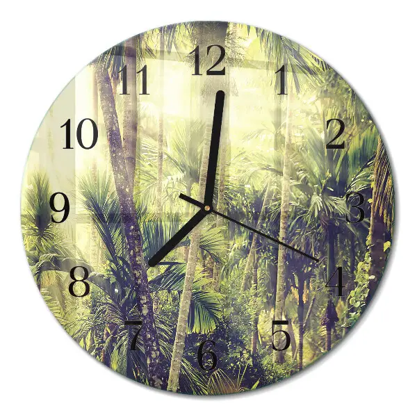 Wandklok glas decoratie rond Palmbomen