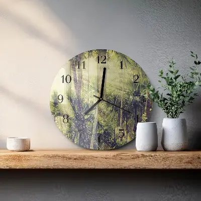 Wandklok glas decoratie rond Palmbomen