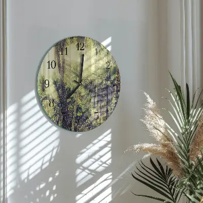 Wandklok glas decoratie rond Palmbomen
