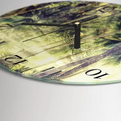 Wandklok glas decoratie rond Palmbomen