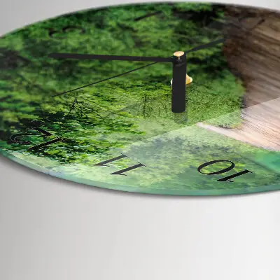 Ronde glazen klok Houten steiger
