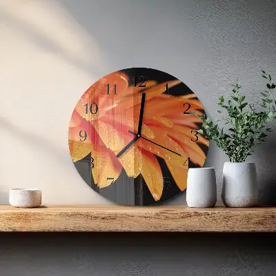 Ronde glas klok Gerbera
