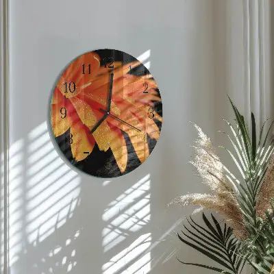Ronde glas klok Gerbera