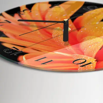 Ronde glas klok Gerbera