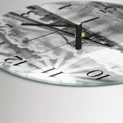 Klok glas met opdruk rond Brug