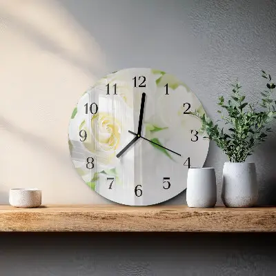 Ronde glazen wandklok Rozen