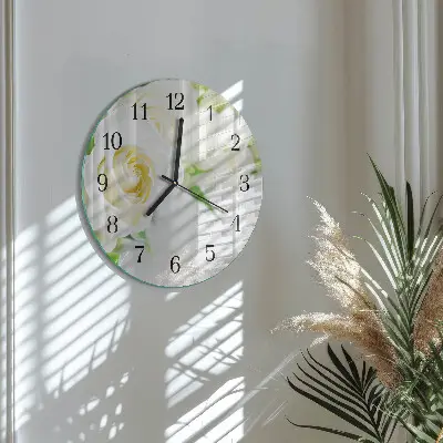 Ronde glazen wandklok Rozen